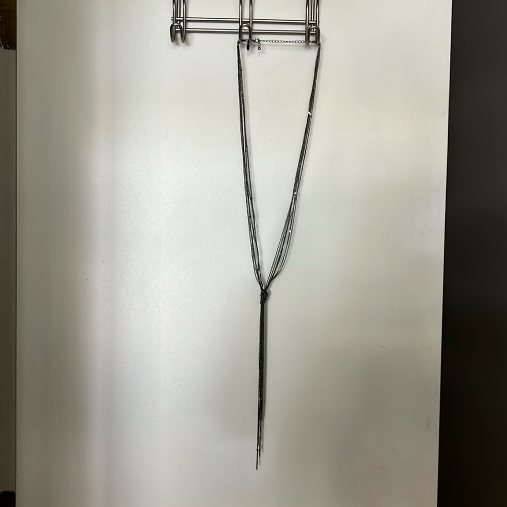 Long, Lariat Style Necklace - Gunmetal